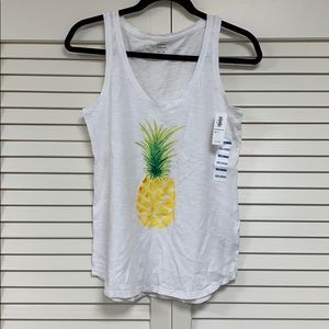 Old Navy White Pineapple Graphic Tank Top
